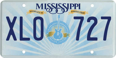 MS license plate XLO727