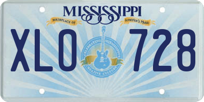 MS license plate XLO728