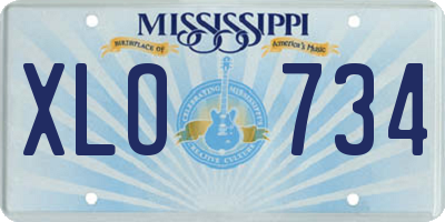 MS license plate XLO734