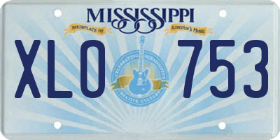MS license plate XLO753