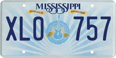 MS license plate XLO757