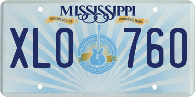 MS license plate XLO760