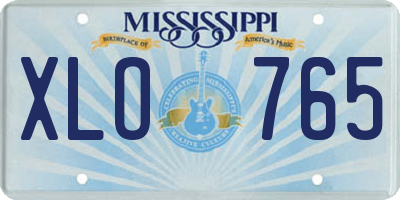 MS license plate XLO765