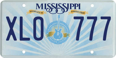 MS license plate XLO777