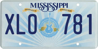 MS license plate XLO781
