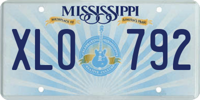 MS license plate XLO792
