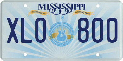 MS license plate XLO800
