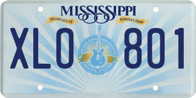 MS license plate XLO801