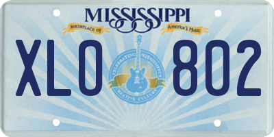MS license plate XLO802