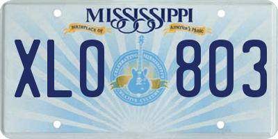 MS license plate XLO803