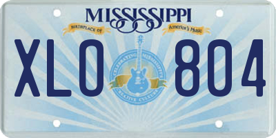 MS license plate XLO804