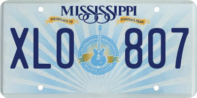 MS license plate XLO807