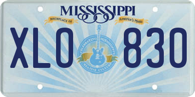MS license plate XLO830