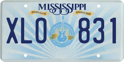 MS license plate XLO831