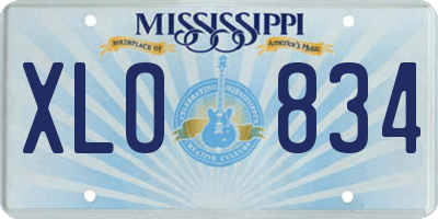MS license plate XLO834
