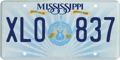 MS license plate XLO837