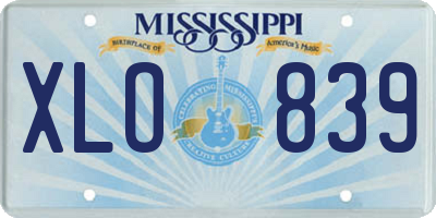 MS license plate XLO839