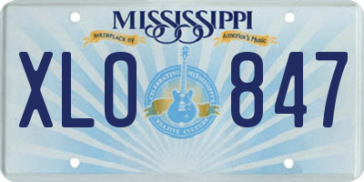 MS license plate XLO847