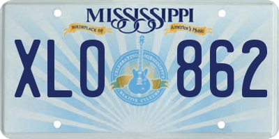MS license plate XLO862