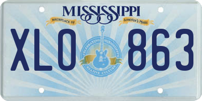 MS license plate XLO863