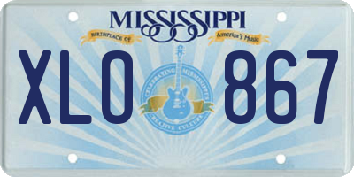 MS license plate XLO867