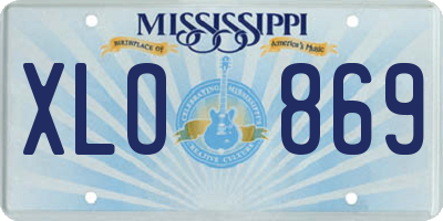 MS license plate XLO869