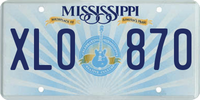 MS license plate XLO870