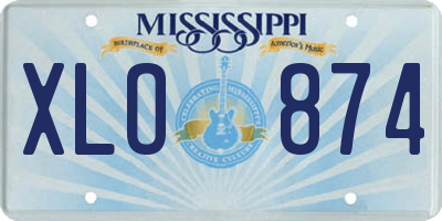 MS license plate XLO874