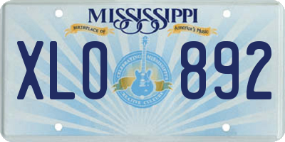 MS license plate XLO892