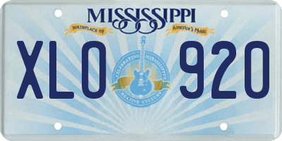 MS license plate XLO920