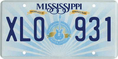 MS license plate XLO931