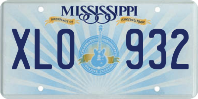 MS license plate XLO932