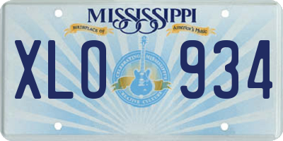 MS license plate XLO934