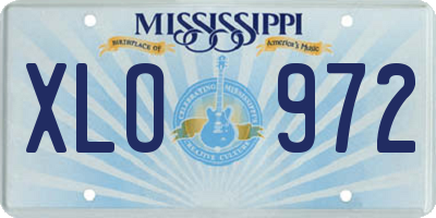 MS license plate XLO972
