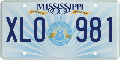 MS license plate XLO981