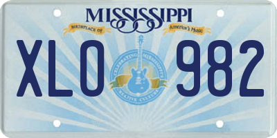 MS license plate XLO982