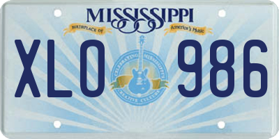 MS license plate XLO986