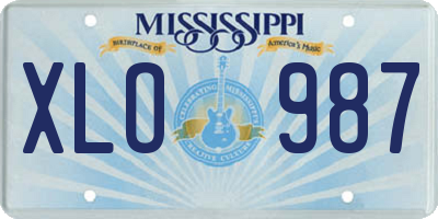 MS license plate XLO987