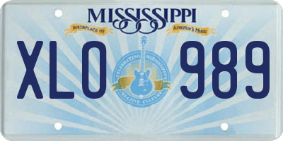 MS license plate XLO989