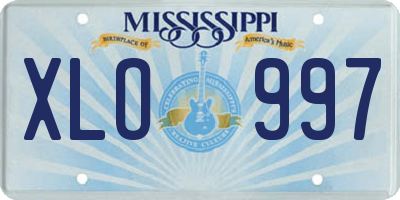 MS license plate XLO997