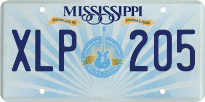 MS license plate XLP205