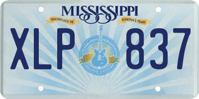 MS license plate XLP837