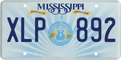 MS license plate XLP892