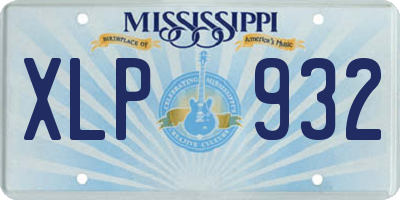 MS license plate XLP932