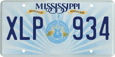 MS license plate XLP934