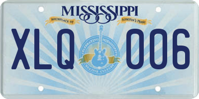 MS license plate XLQ006