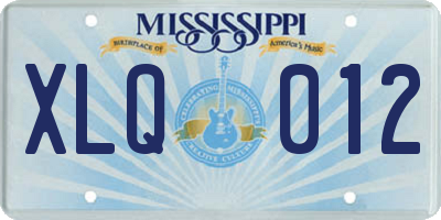 MS license plate XLQ012
