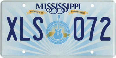 MS license plate XLS072