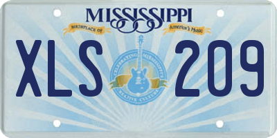 MS license plate XLS209