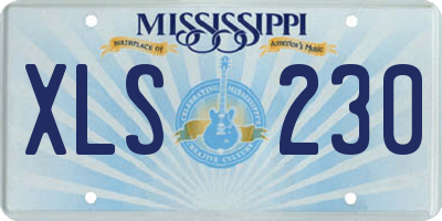 MS license plate XLS230